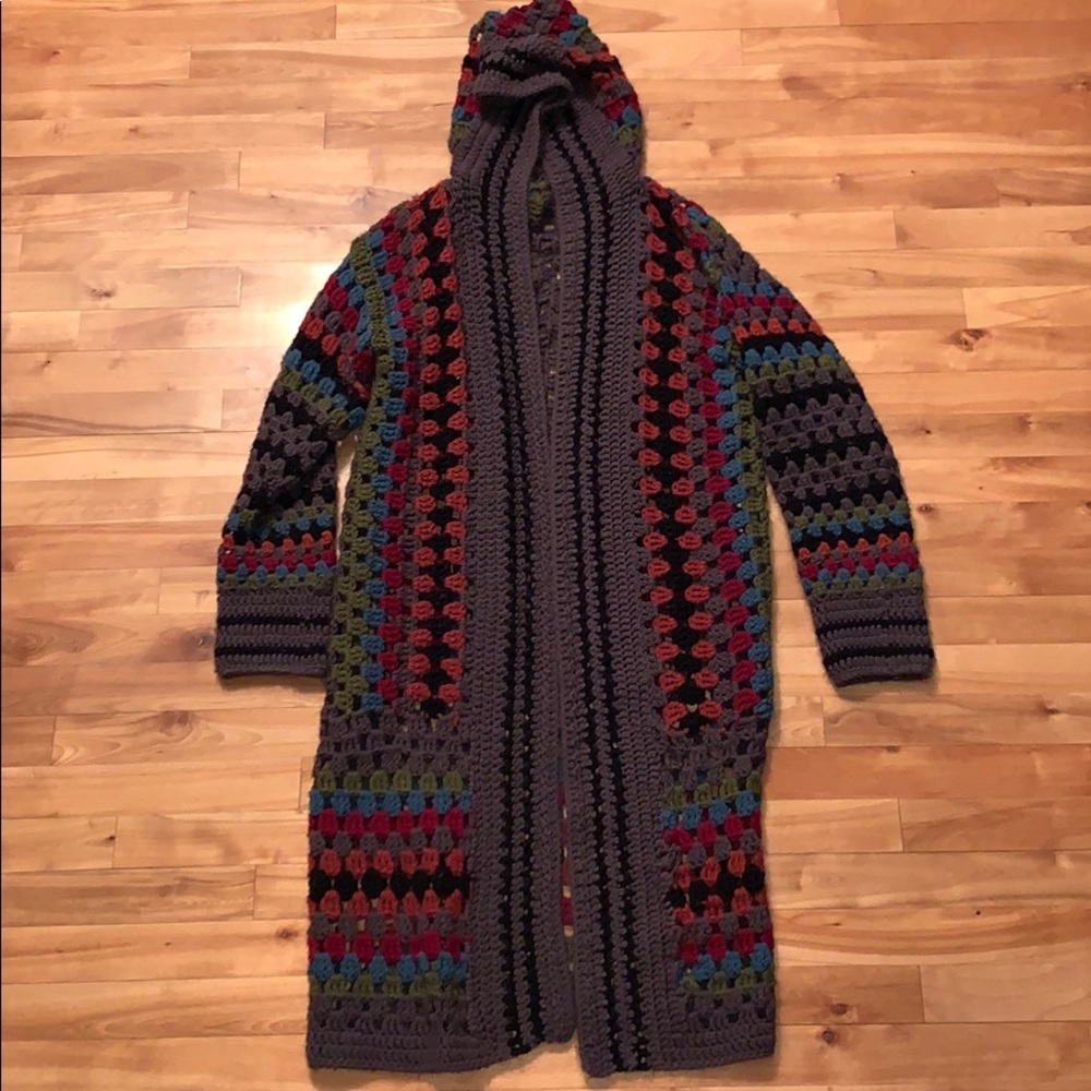 Boho hippie crochet duster cardigan Sz M